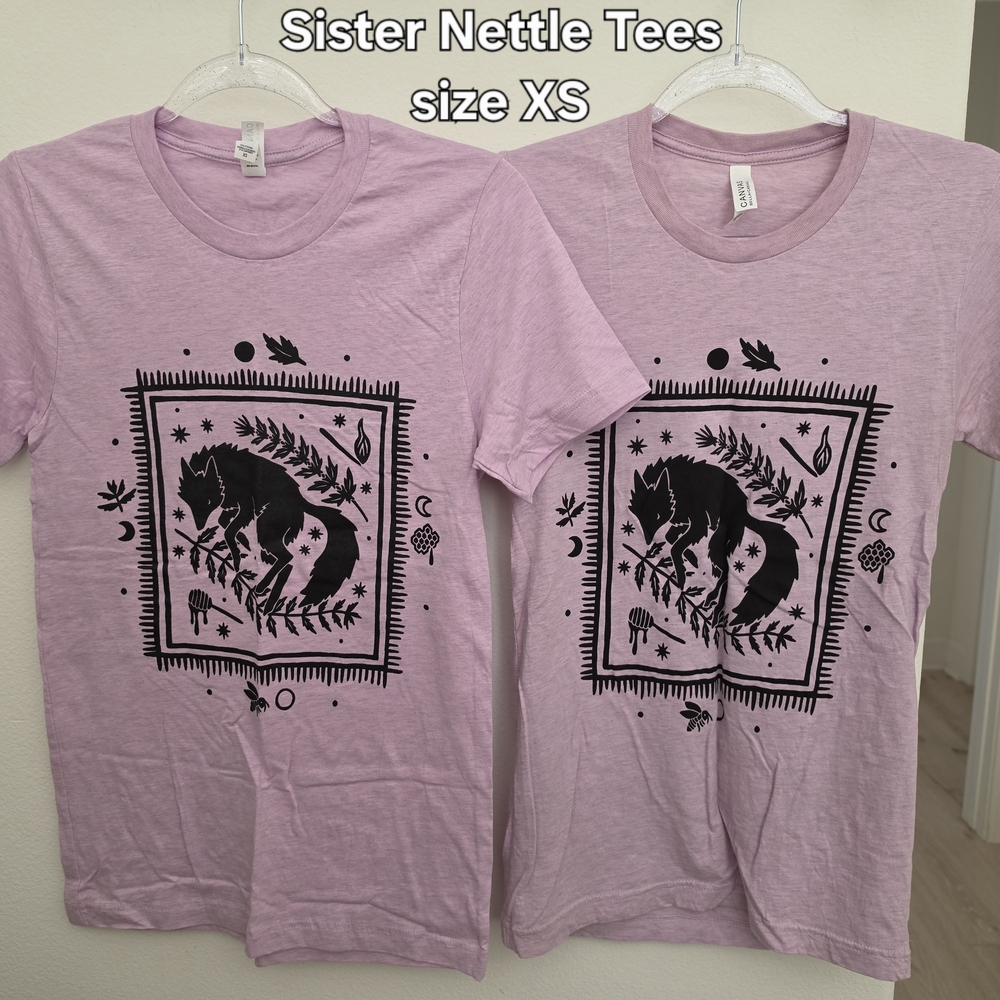 SISTER NETTLE Heathered Pink Fox Tees XS